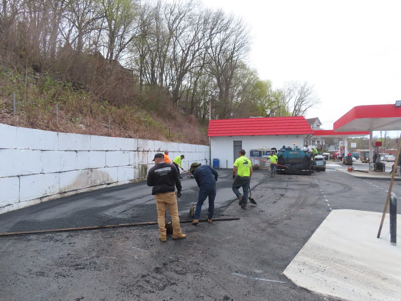 Gas Station Parking Lot Paving project in Waterbury, CT — gas station lot paving in progress
