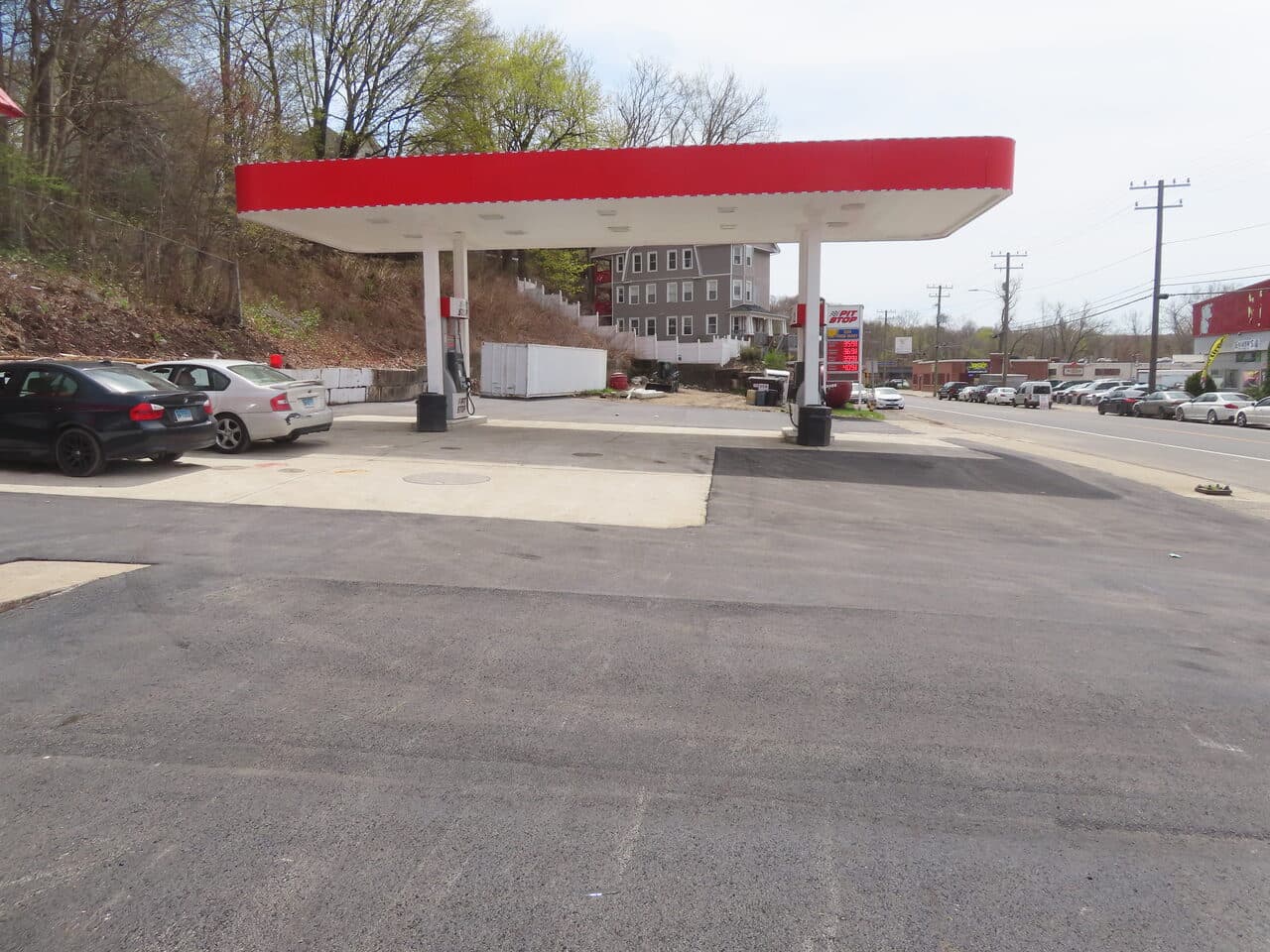 Gas Station Parking Lot Paving project in Waterbury, CT — finished gas station lot pavement