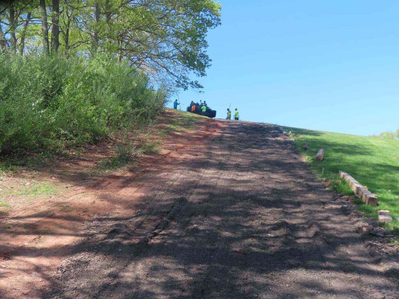 Before — Golf Course Cart Path Paving in Hamden, CT (graded dirt path before paving)