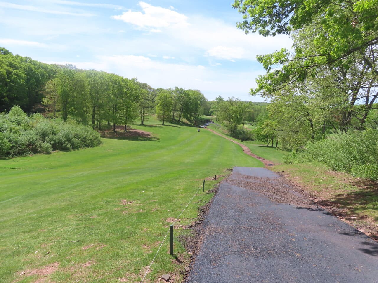 Golf Course Cart Path Paving project in Hamden, CT — finished cart path down fairway