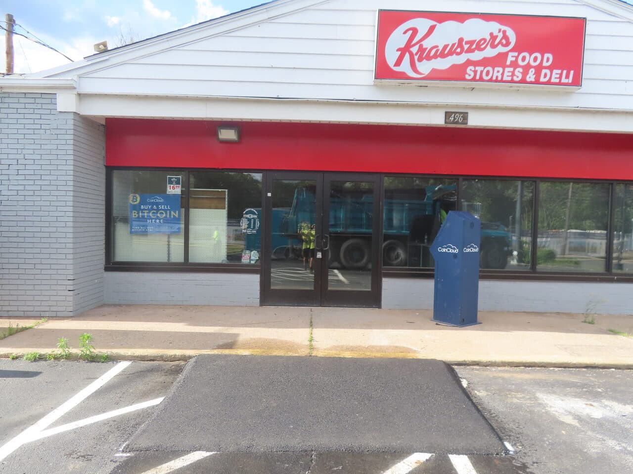 Before — ADA Storefront Pad Installation in Waterbury, CT (deli storefront before patch repair)