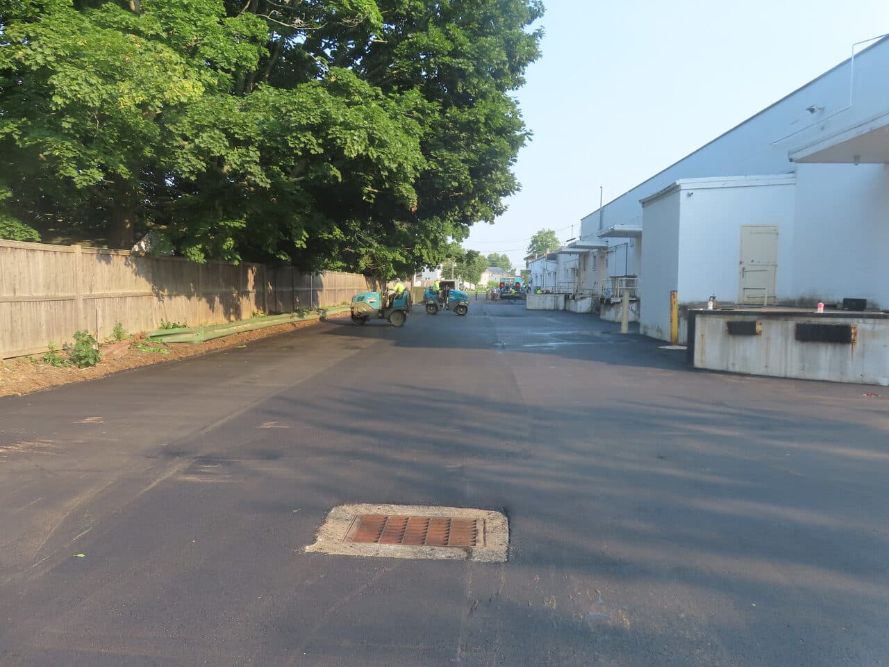 Commercial Parking Lot Paving project in Branford, CT — finished lot with storm drain