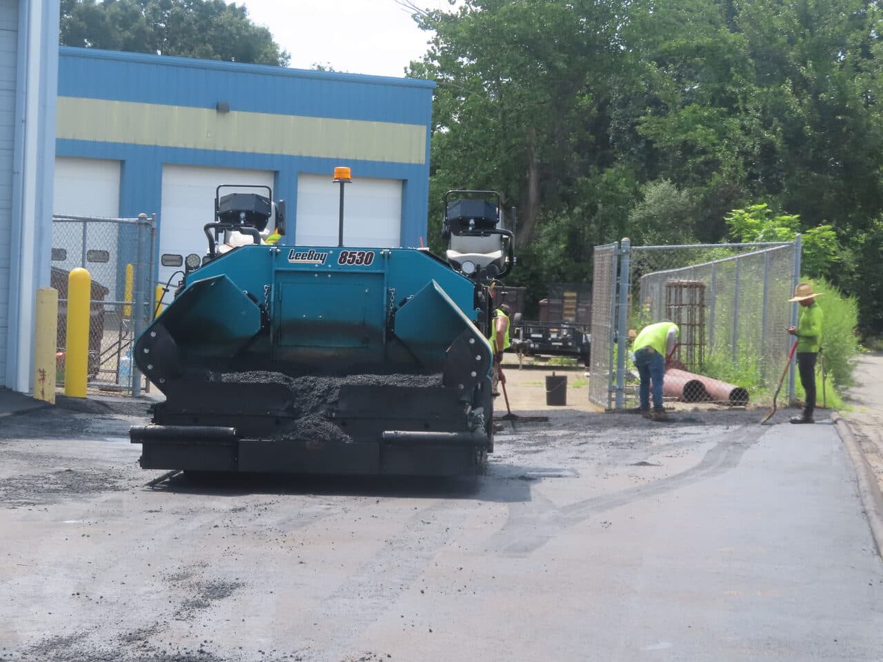 Commercial Parking Lot Paving project in North Haven, CT — LeeBoy 8530 paver close up