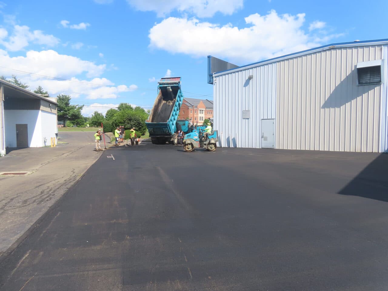 Commercial Parking Lot Paving project in North Haven, CT — wide finished asphalt parking lot