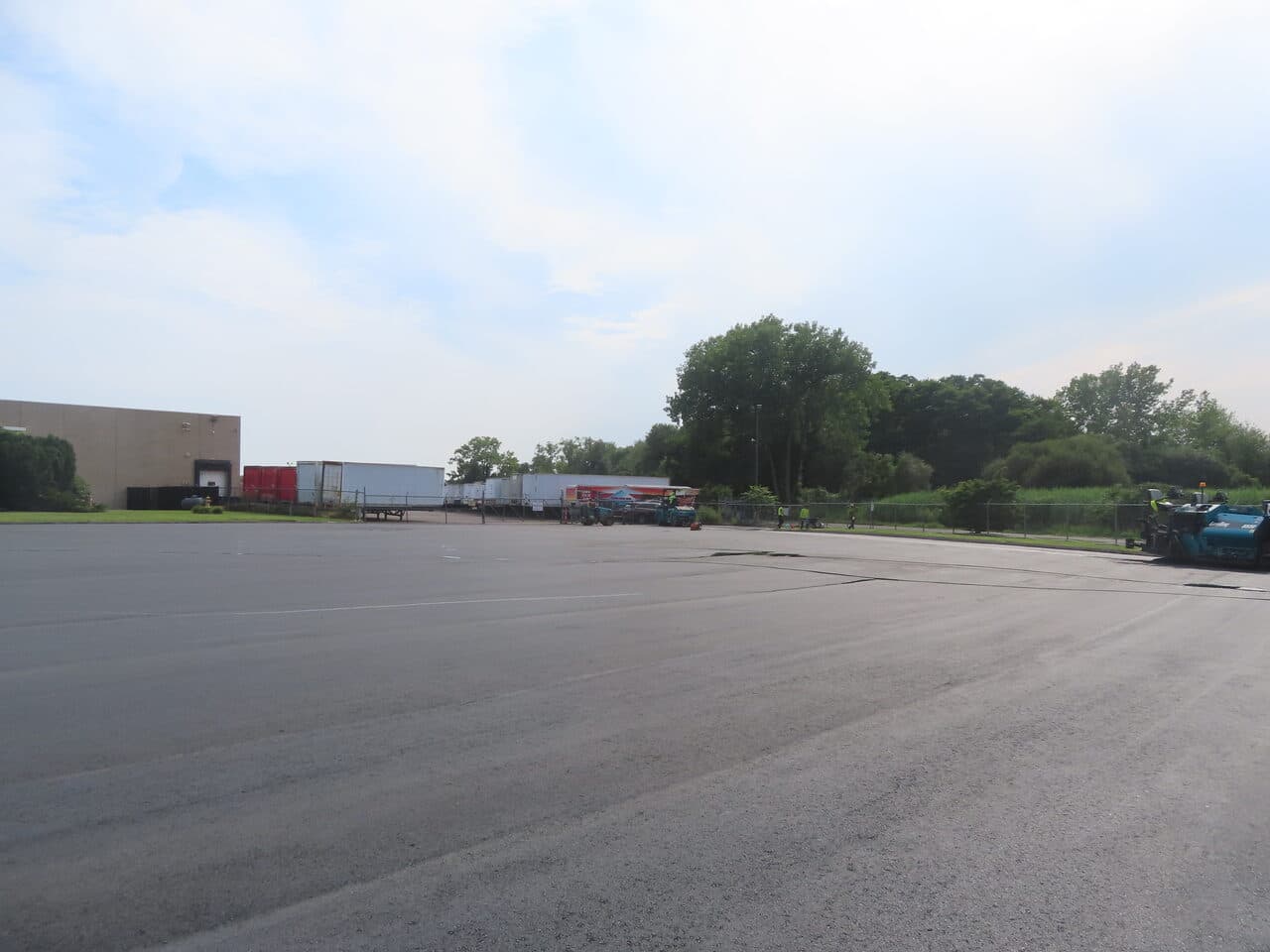 Commercial Parking Lot Paving project in East Haven, CT — finished lot toward dock trailers