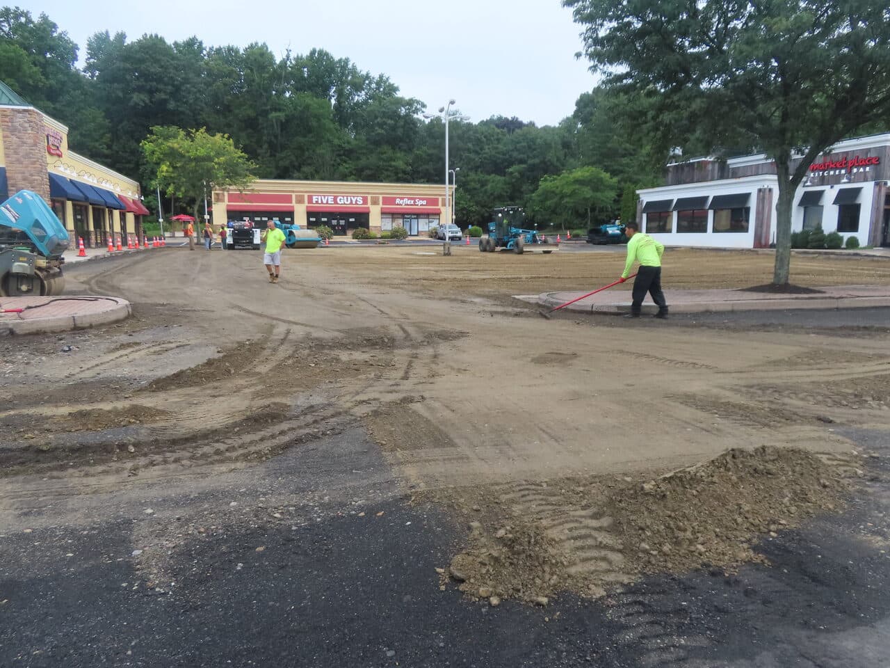 Commercial Parking Lot Paving project in Shelton, CT — graded base before paving
