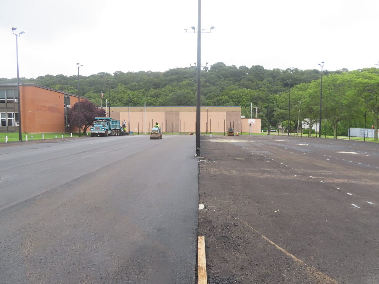 Commercial Parking Lot Paving project in East Haven, CT — school lot paving in progress
