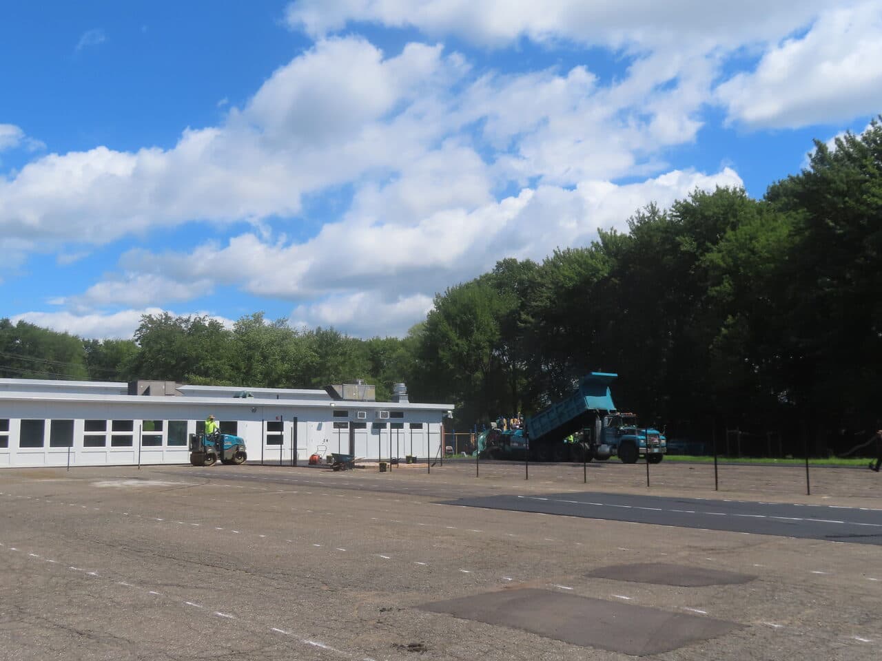 Commercial Parking Lot Paving project in Bloomfield, CT — school lot paving in progress