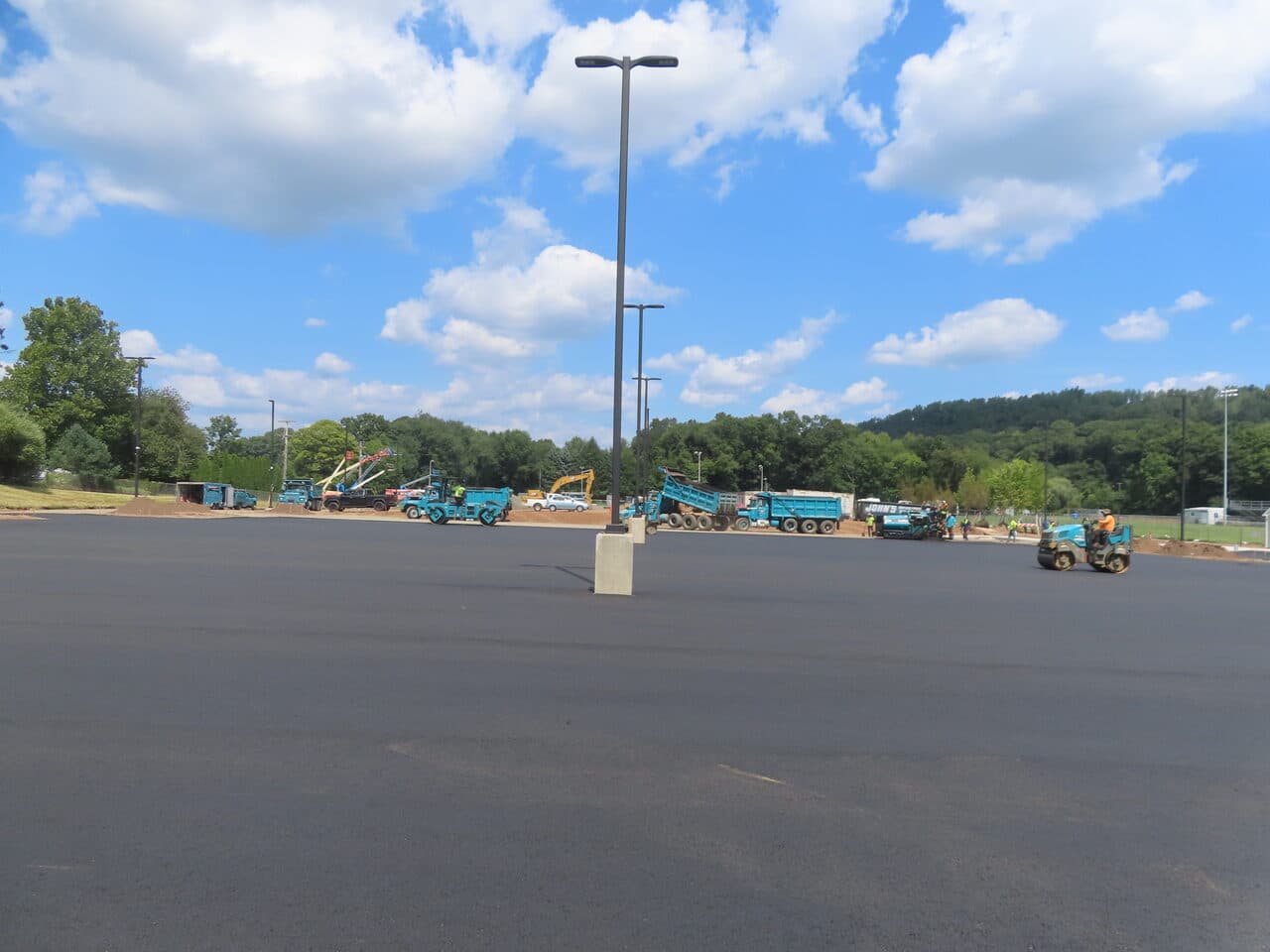 Commercial Parking Lot Paving project in North Branford, CT — paving operation across large lot
