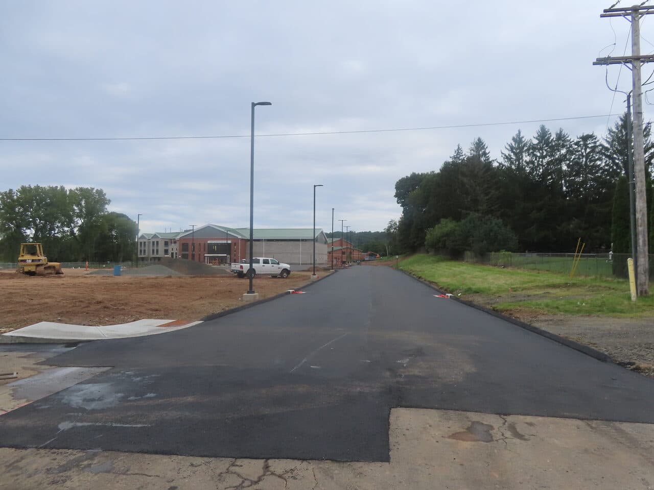 Commercial Parking Lot Paving project in North Branford, CT — new road tying into existing pavement