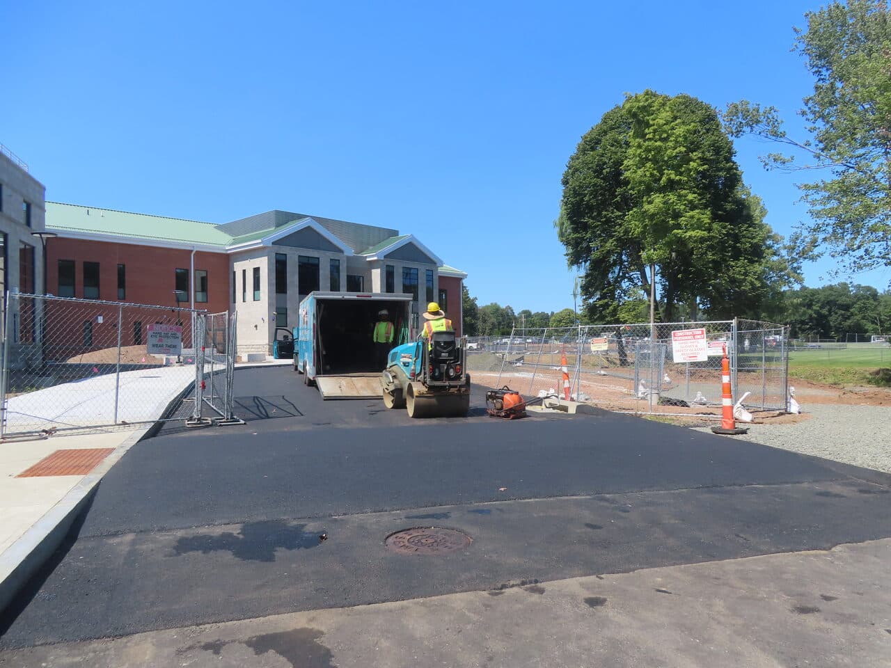 Commercial Parking Lot Paving project in North Branford, CT — finished asphalt lot at commercial building