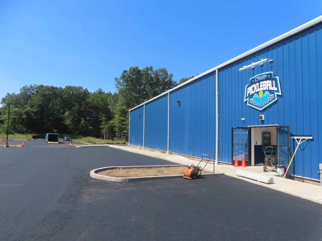 Commercial Parking Lot Paving project in Plainville, CT — finished lot at Camp Pickleball building