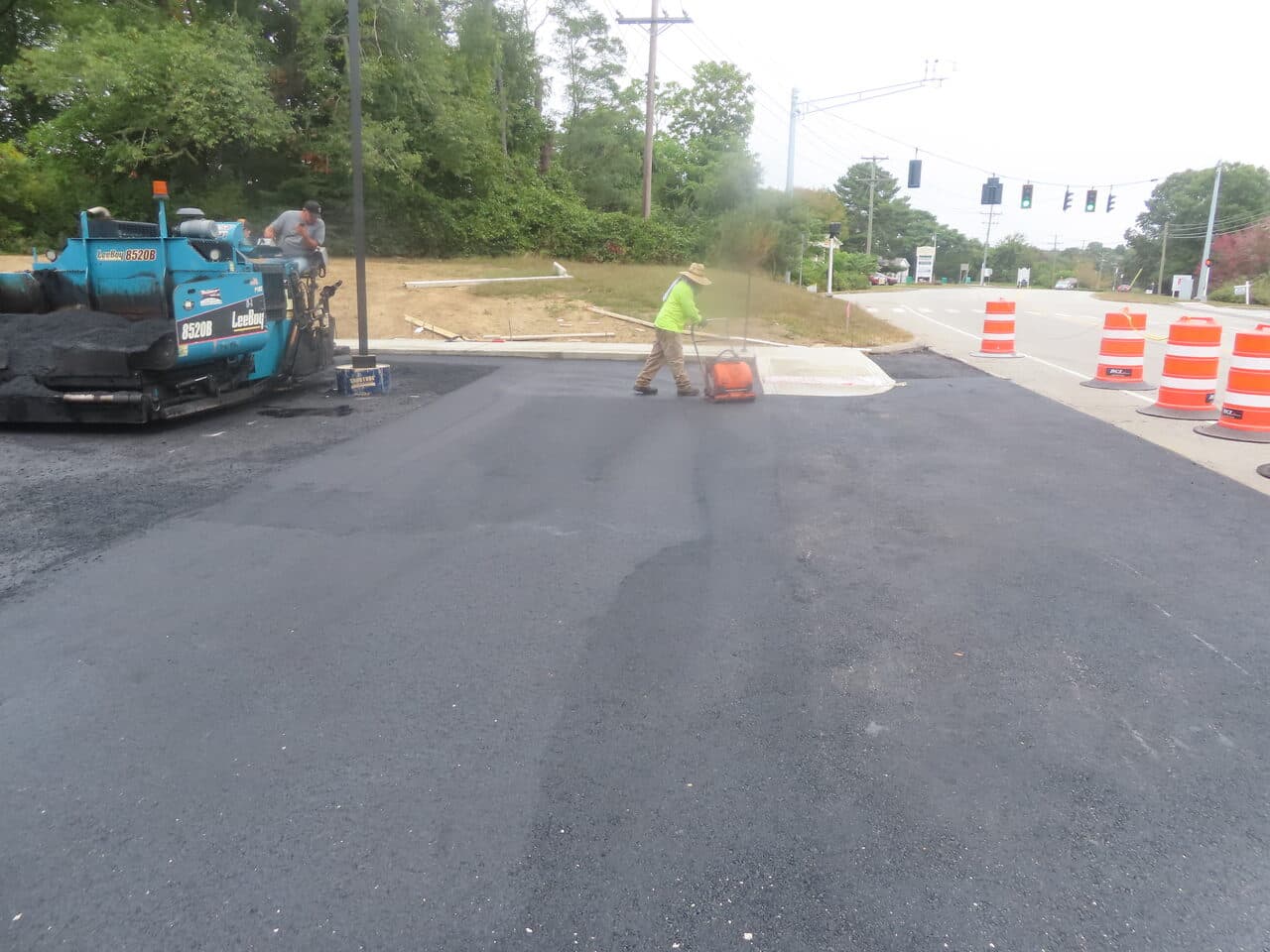Commercial Parking Lot Paving project in Old Lyme, CT — fresh asphalt paving at intersection