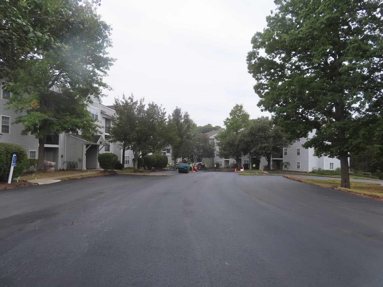 Commercial Parking Lot Paving project in Hamden, CT — new asphalt aisle apartment complex