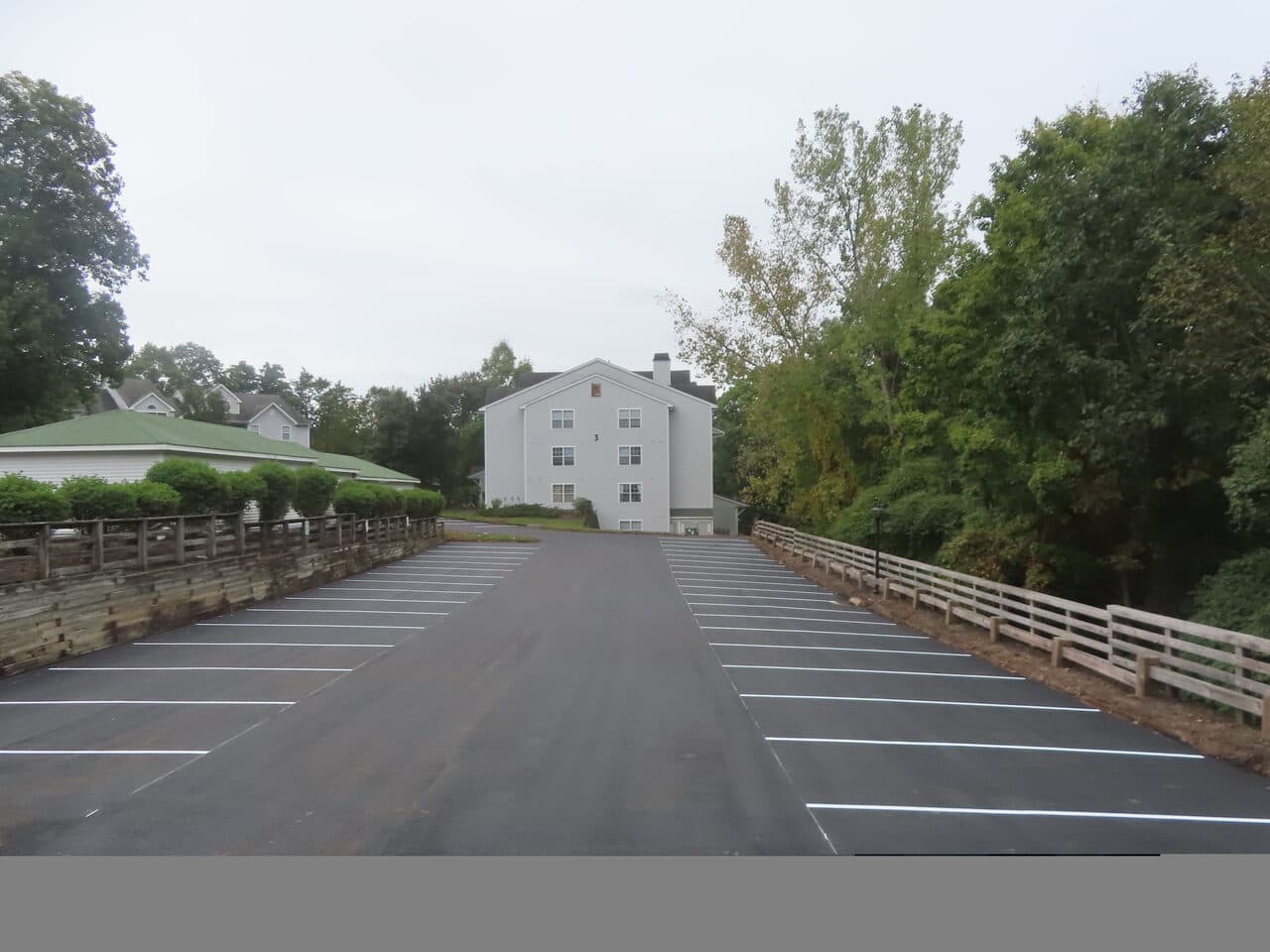 Commercial Parking Lot Paving project in Hamden, CT — freshly striped parking lot