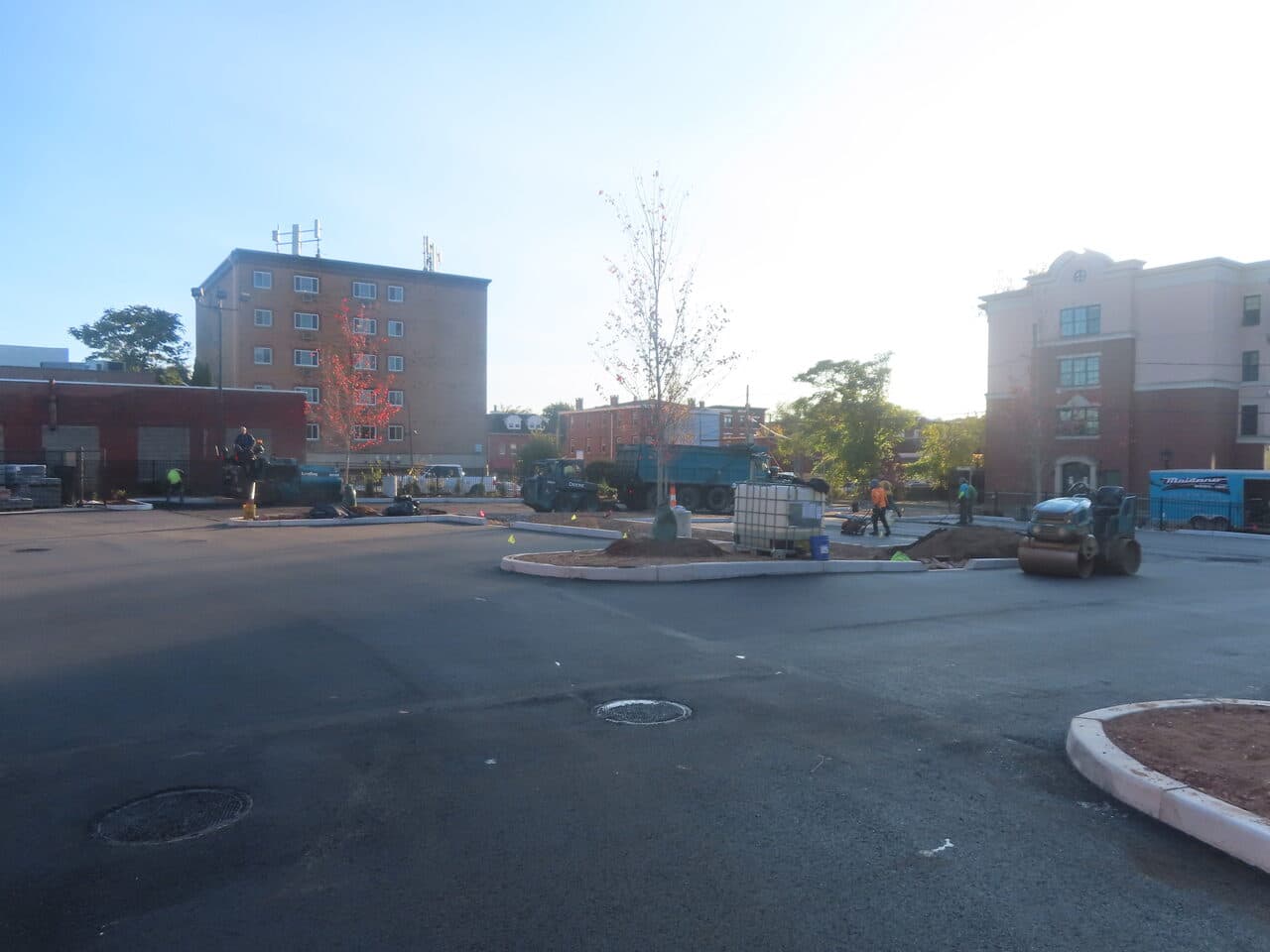 Commercial Parking Lot Paving project in Hartford, CT — large new lot with island work