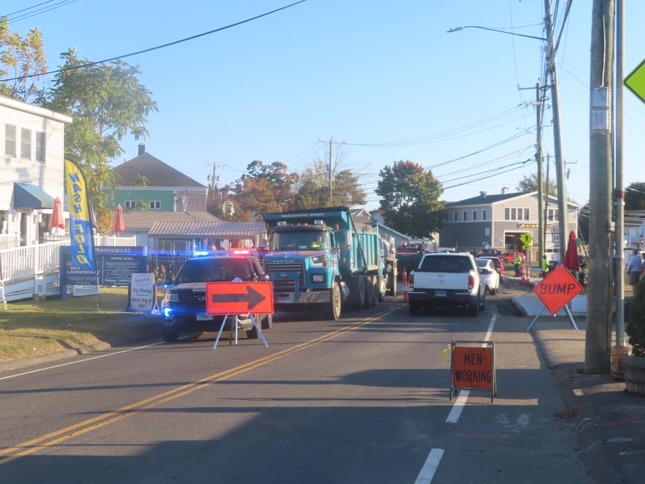Roadway Paving project in Branford, CT — traffic control on milled road