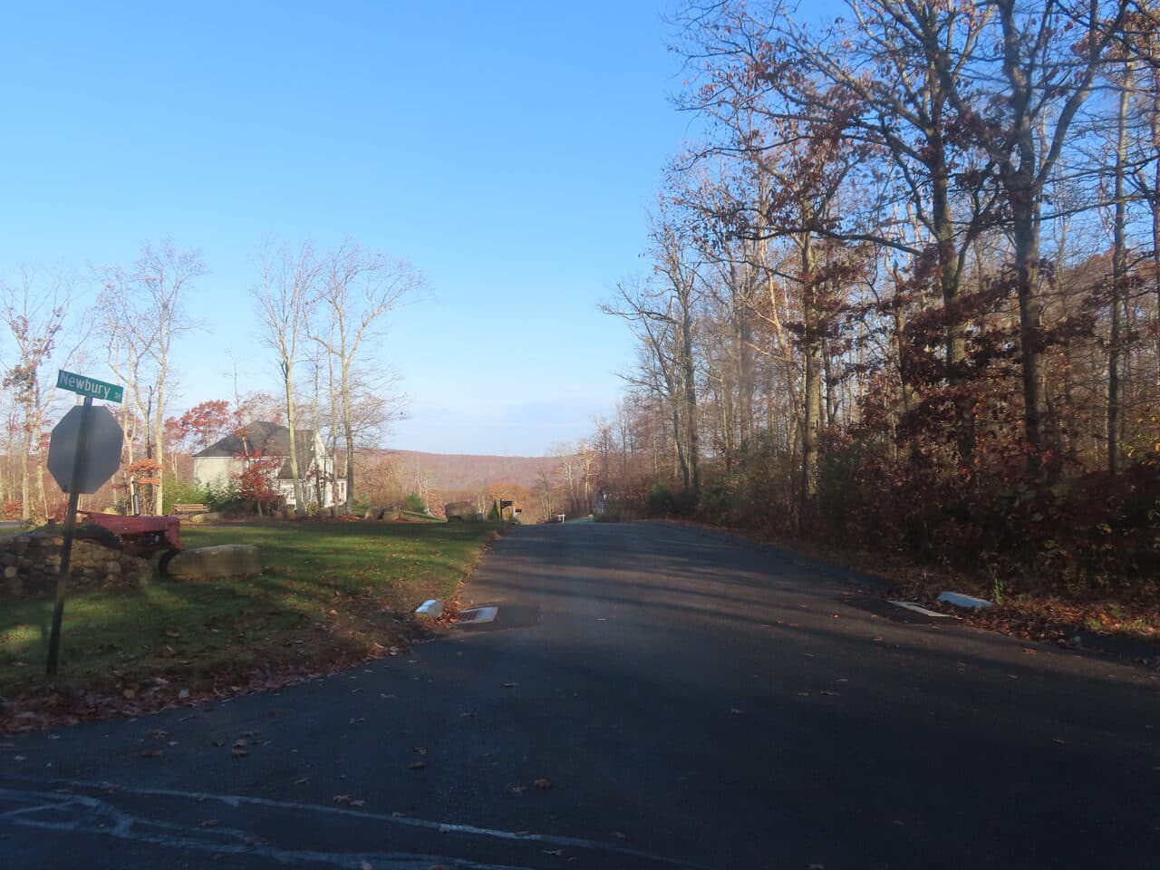 Roadway Paving project in Higganum, CT — paved road at Newbury St stop sign