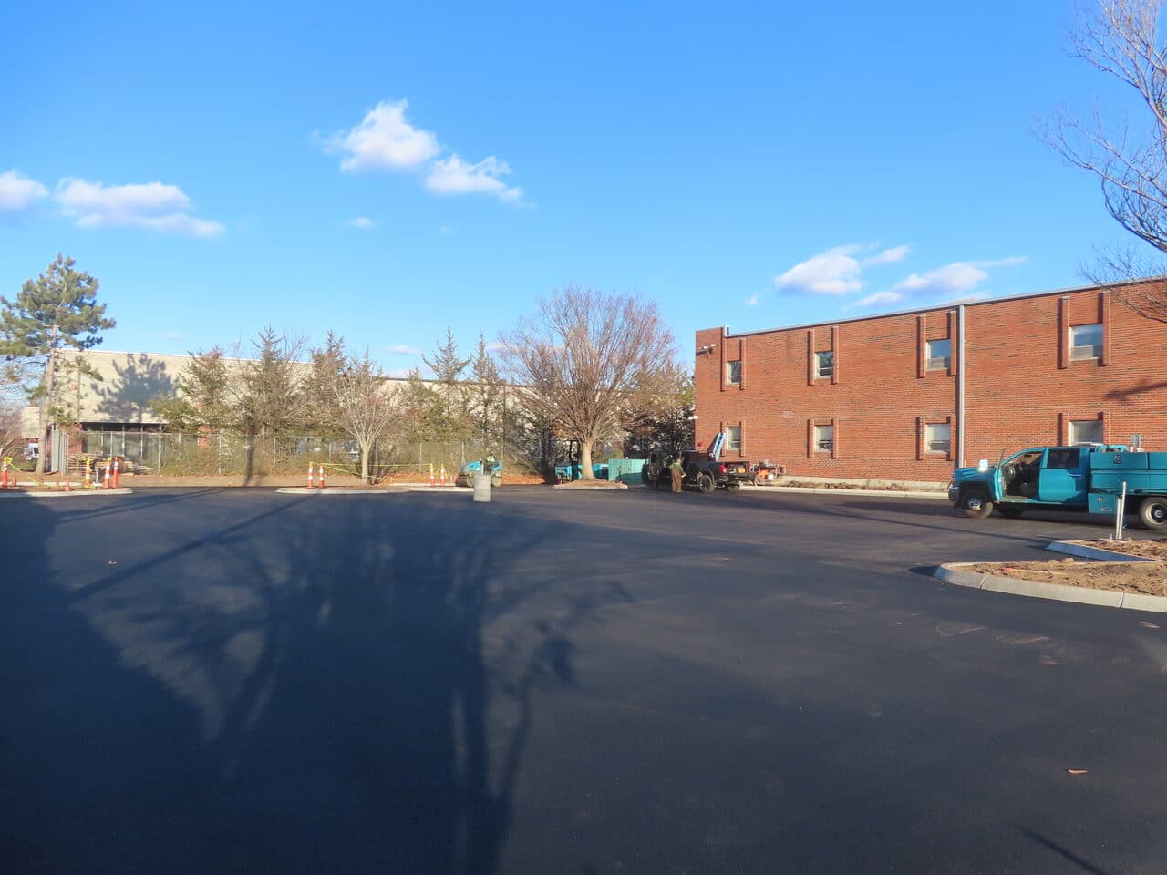 Commercial Parking Lot Paving project in Hartford, CT — finished asphalt parking lot wide shot