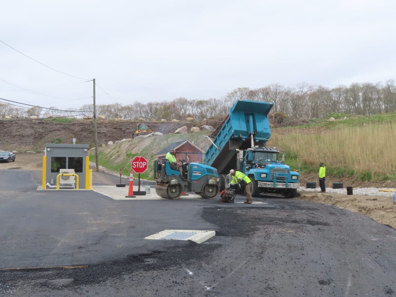 Commercial Parking Lot Paving project in East Lyme, CT — paving near guard booth entrance