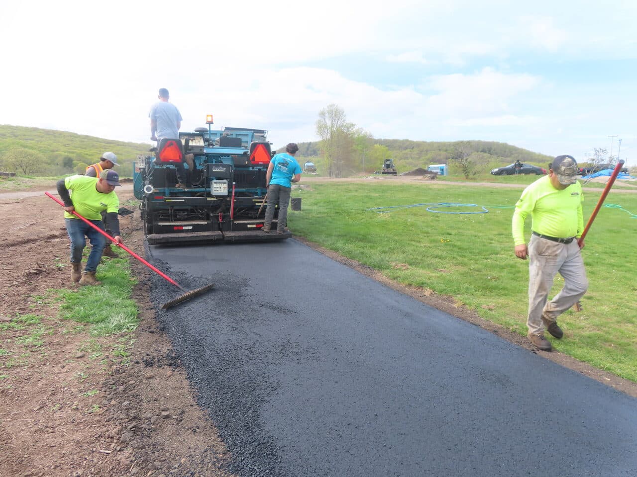 Before — Golf Course Cart Path Paving in Hamden, CT (paver laying asphalt path)