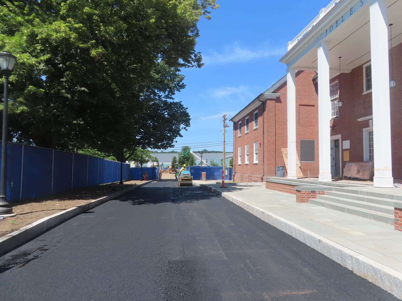Institutional Asphalt Paving project in New Haven, CT — fresh paved campus access road