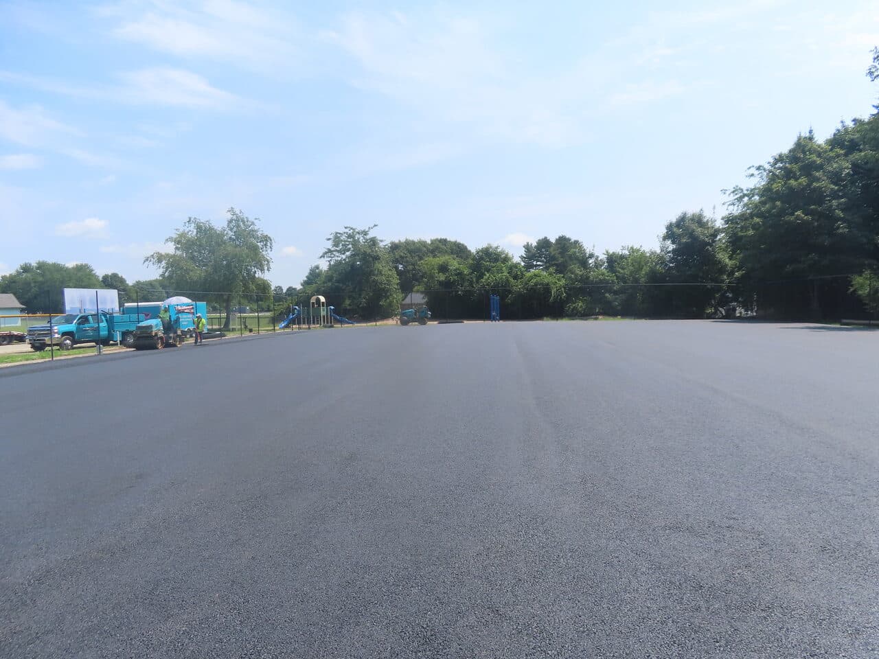 Commercial Parking Lot Paving project in Barrington, RI — finished asphalt playground lot