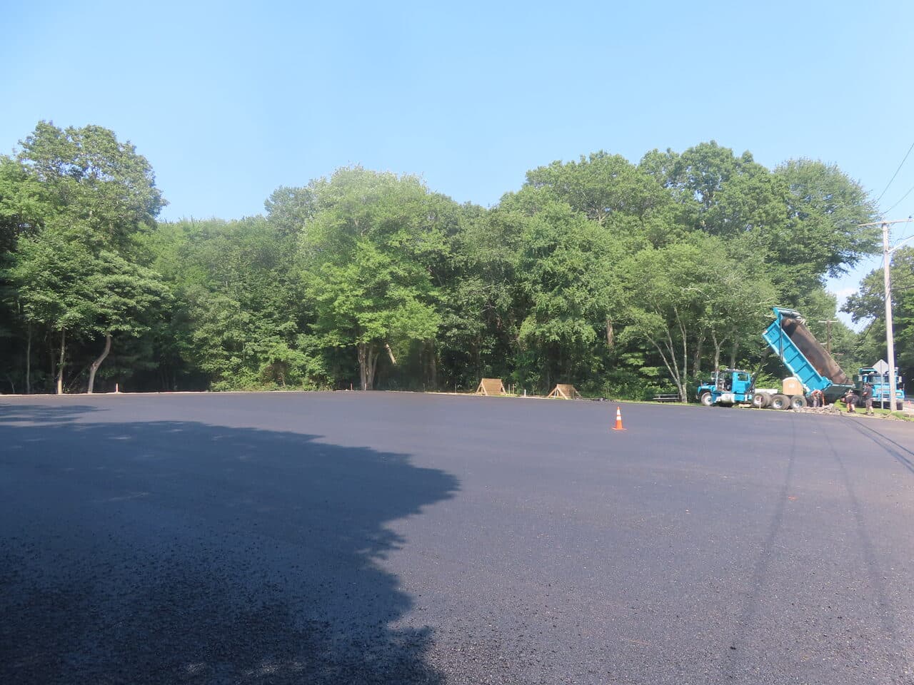 After — Commercial Parking Lot Paving in Barrington, RI (graded gravel base before paving)