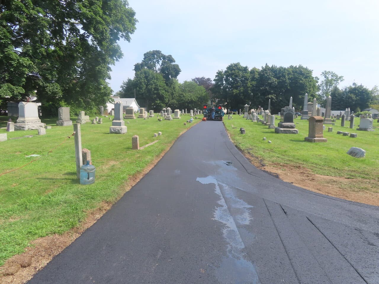 Cemetery Roadway & Walkway Paving project in East Haven, CT — fresh paved cemetery lane