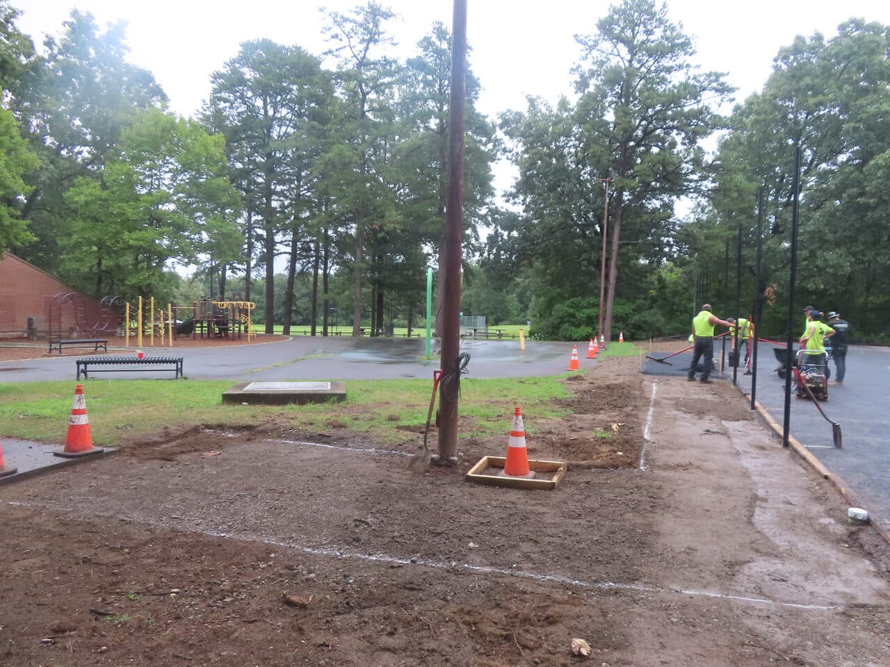 Before — Asphalt Walkway Paving in Springfield, MA (graded base before paving walkway)