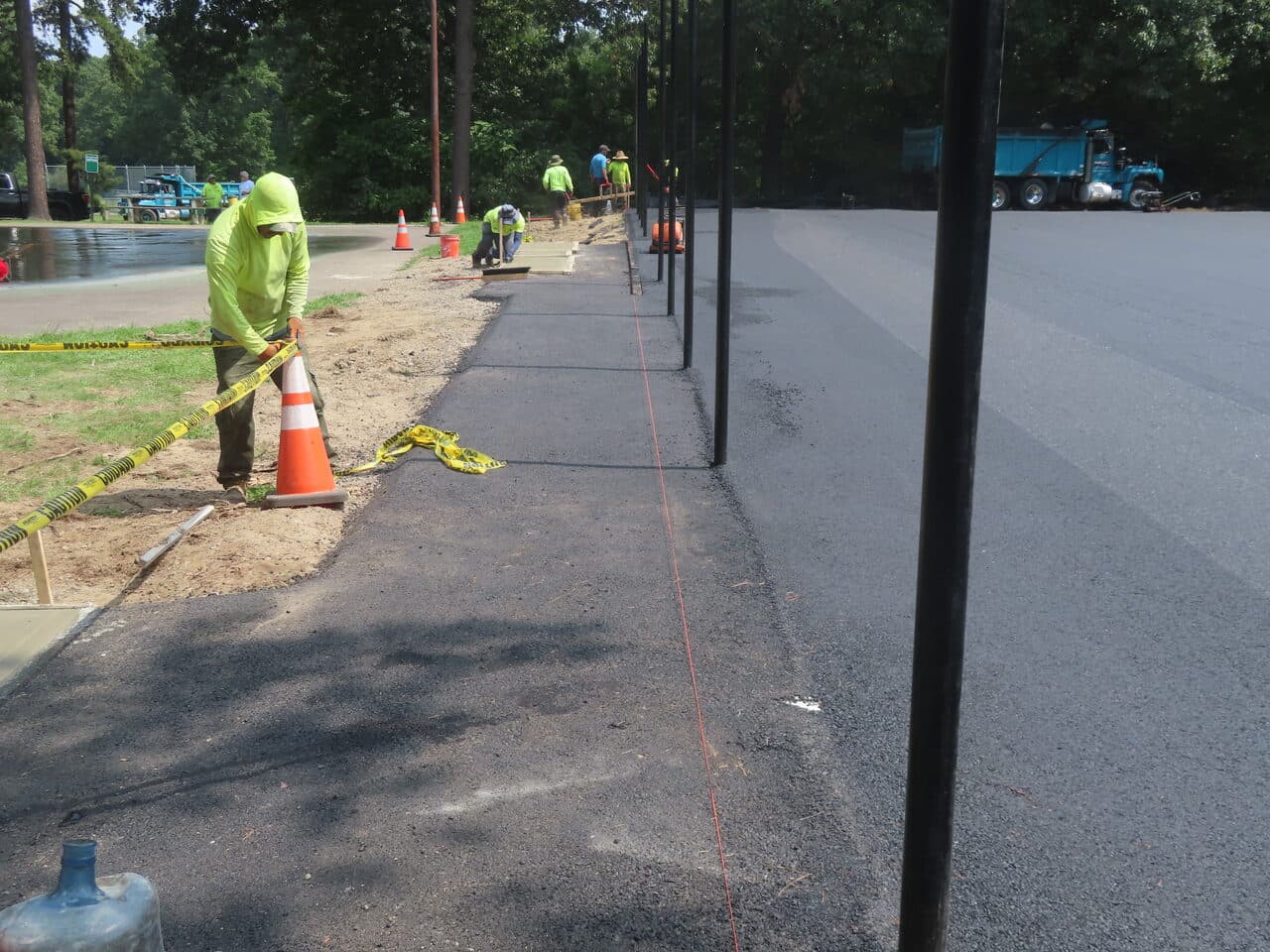 Commercial Parking Lot Paving project in Springfield, MA — new walkway and curb edge detail