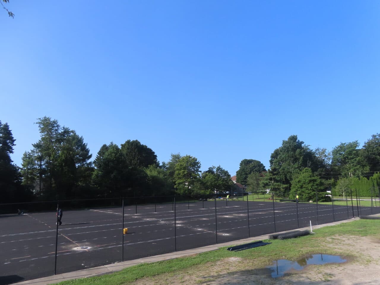Commercial Parking Lot Paving project in Barrington, RI — wide view base course lot