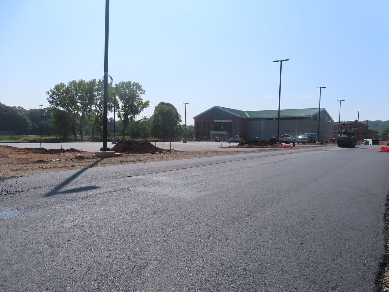 Commercial Parking Lot Paving project in North Branford, CT — finished asphalt lot by school building