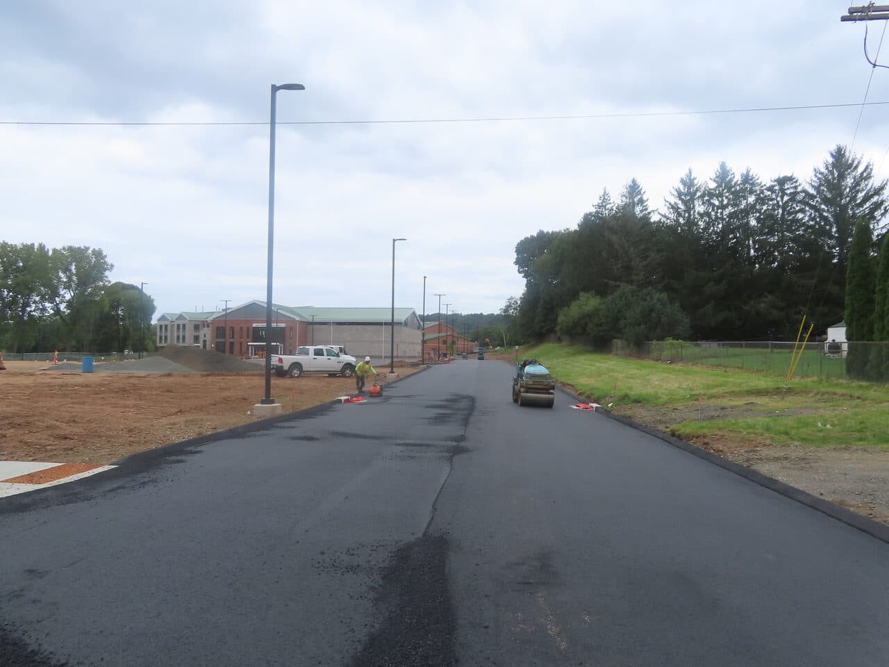 Commercial Parking Lot Paving project in North Branford, CT — freshly paved access road