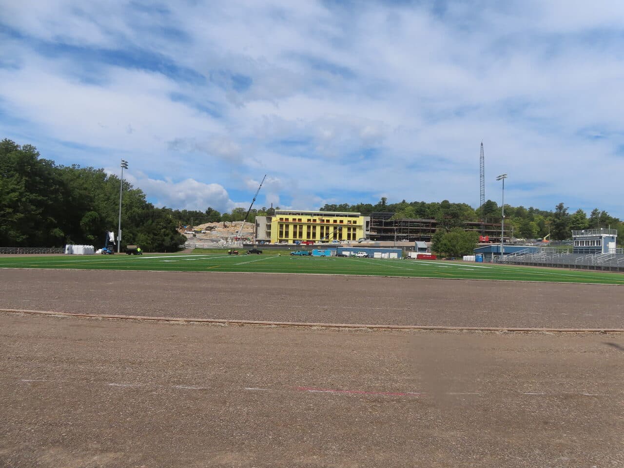 Athletic Surface Base Paving project in Burlington, VT — stadium field before paving