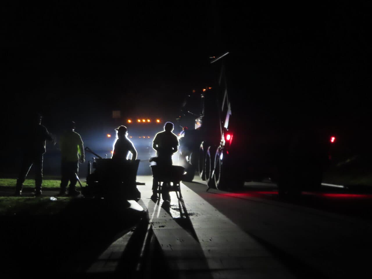 Roadway Paving project in Durham, CT — crew unloading equipment at driveway