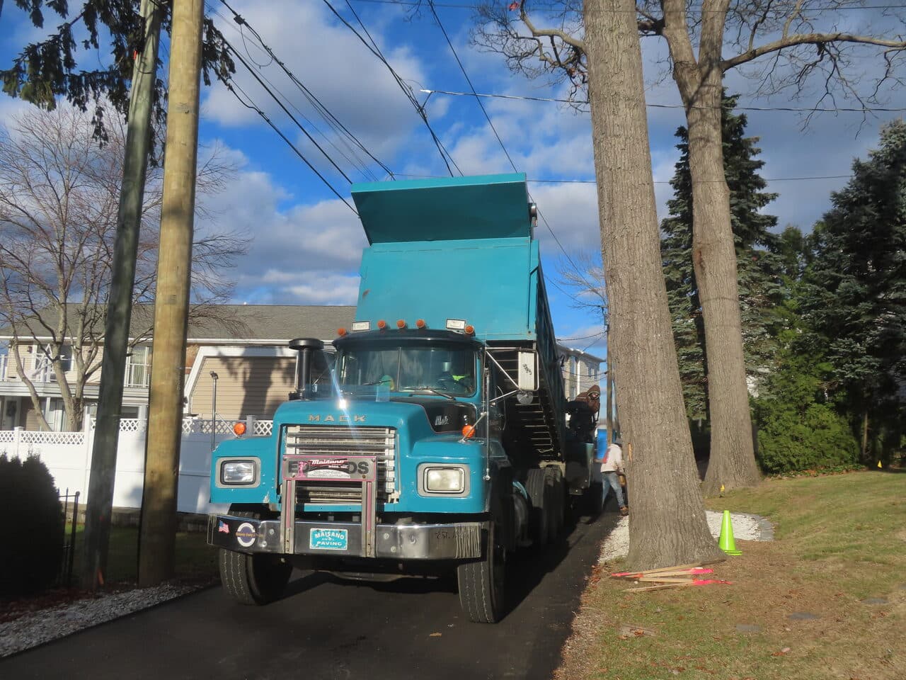 Roadway Paving project in Branford, CT — Mack dump truck on driveway