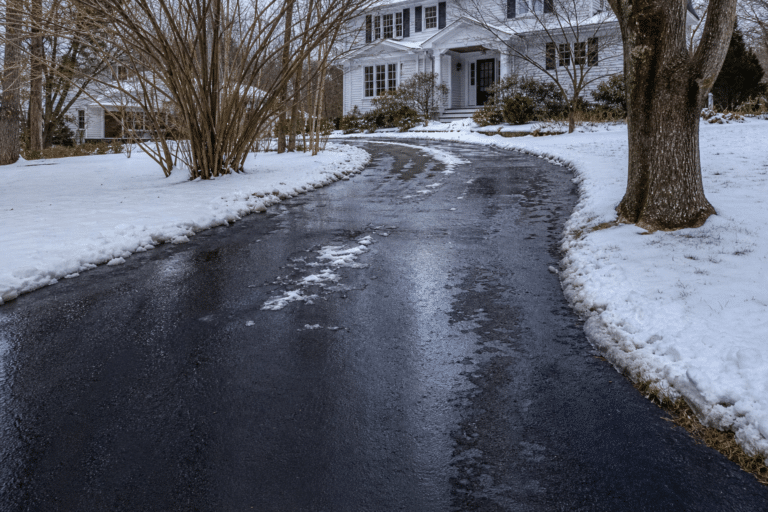Heated driveway in Connecticut winter